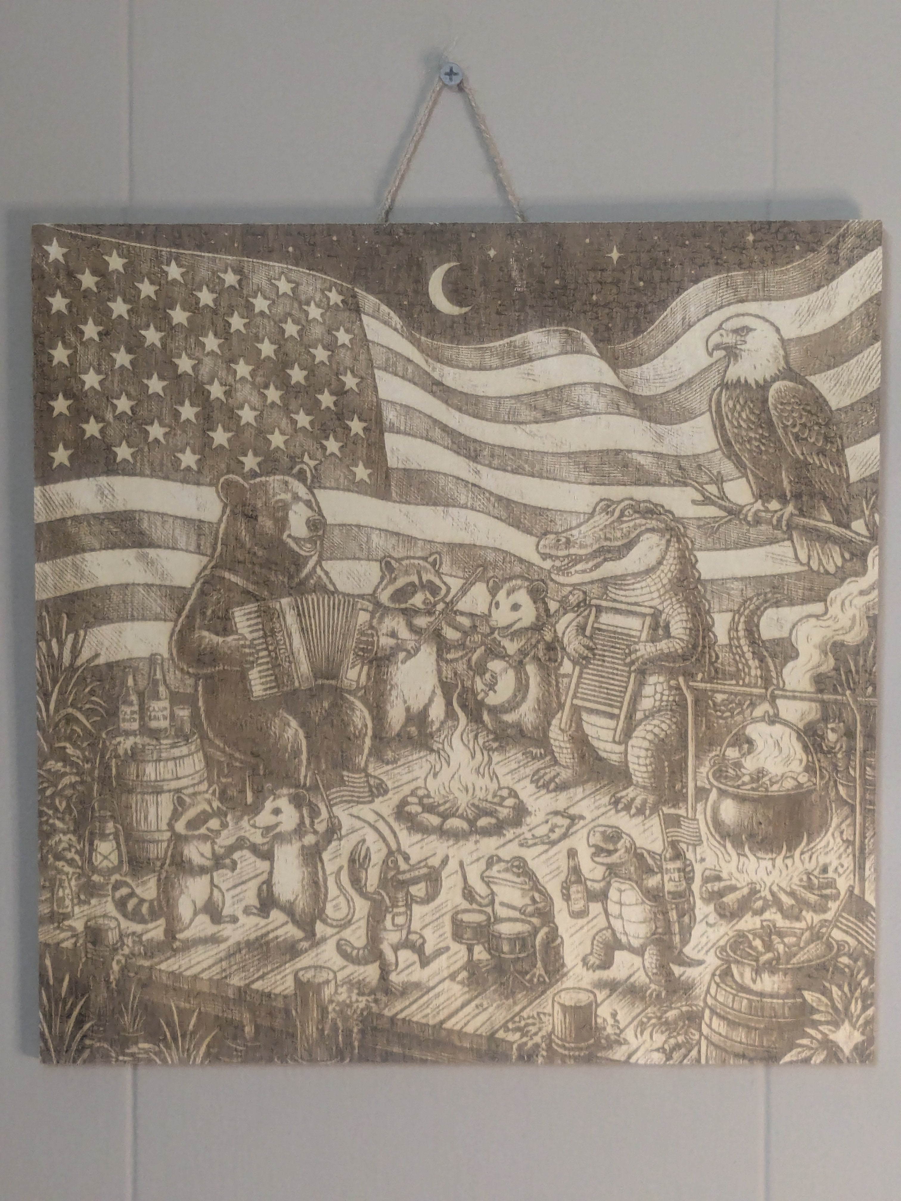 The All-American Bayou Jam – Hand-Etched Wood Art