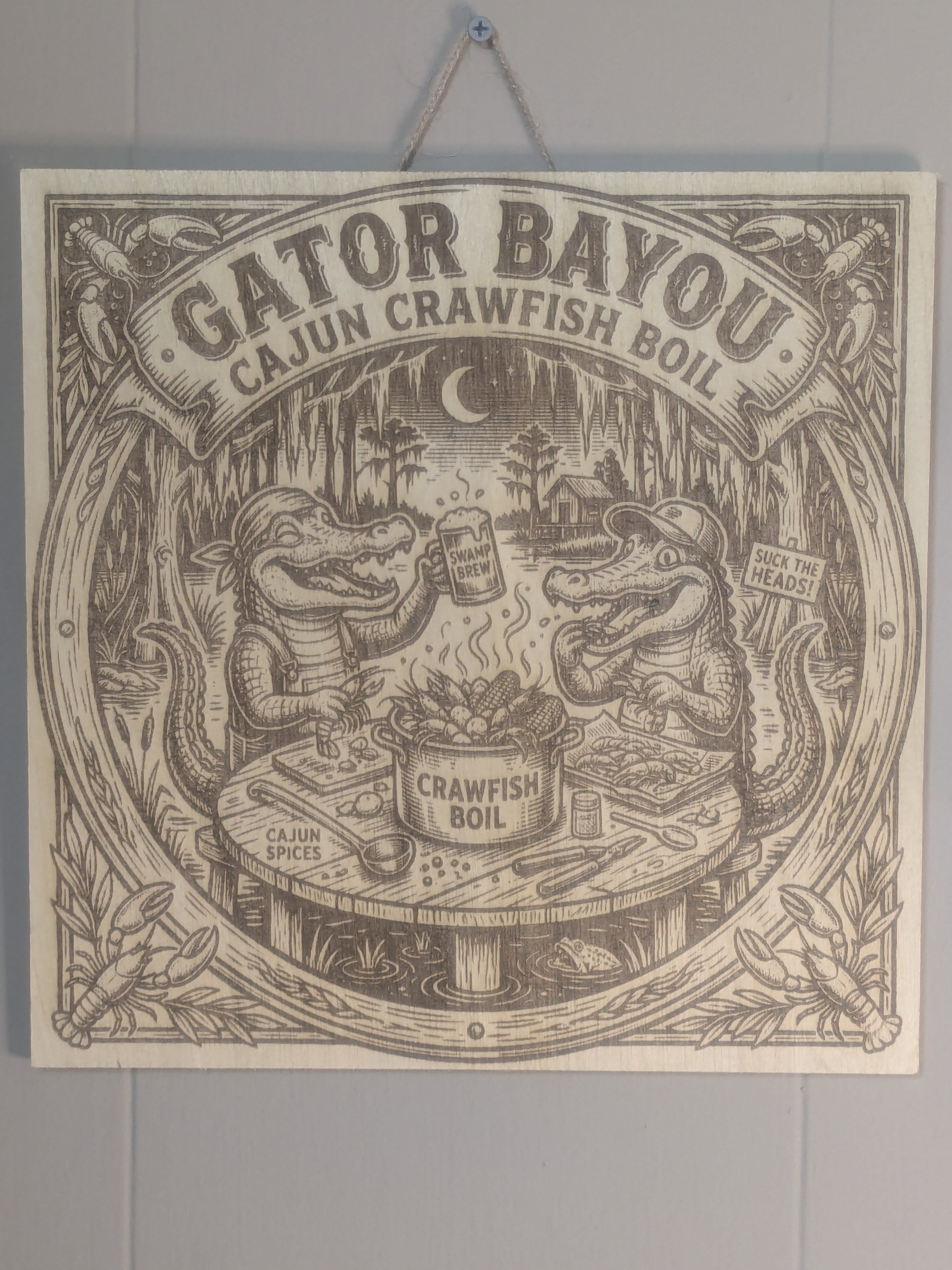 Gator Bayou – The Ultimate Cajun Crawfish Boil Wood Art