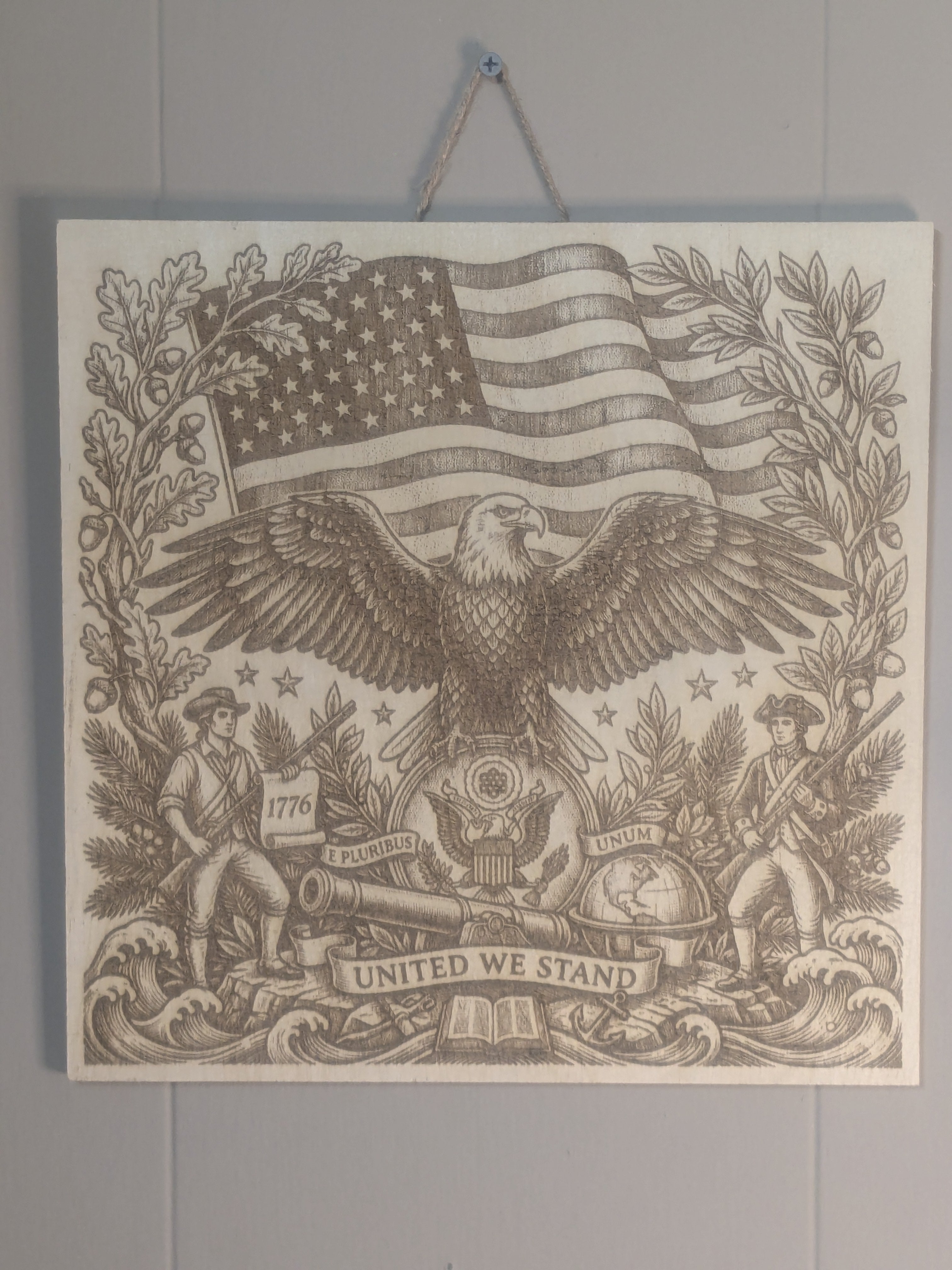 United We Stand – Heritage Americana Wood-Burned Art