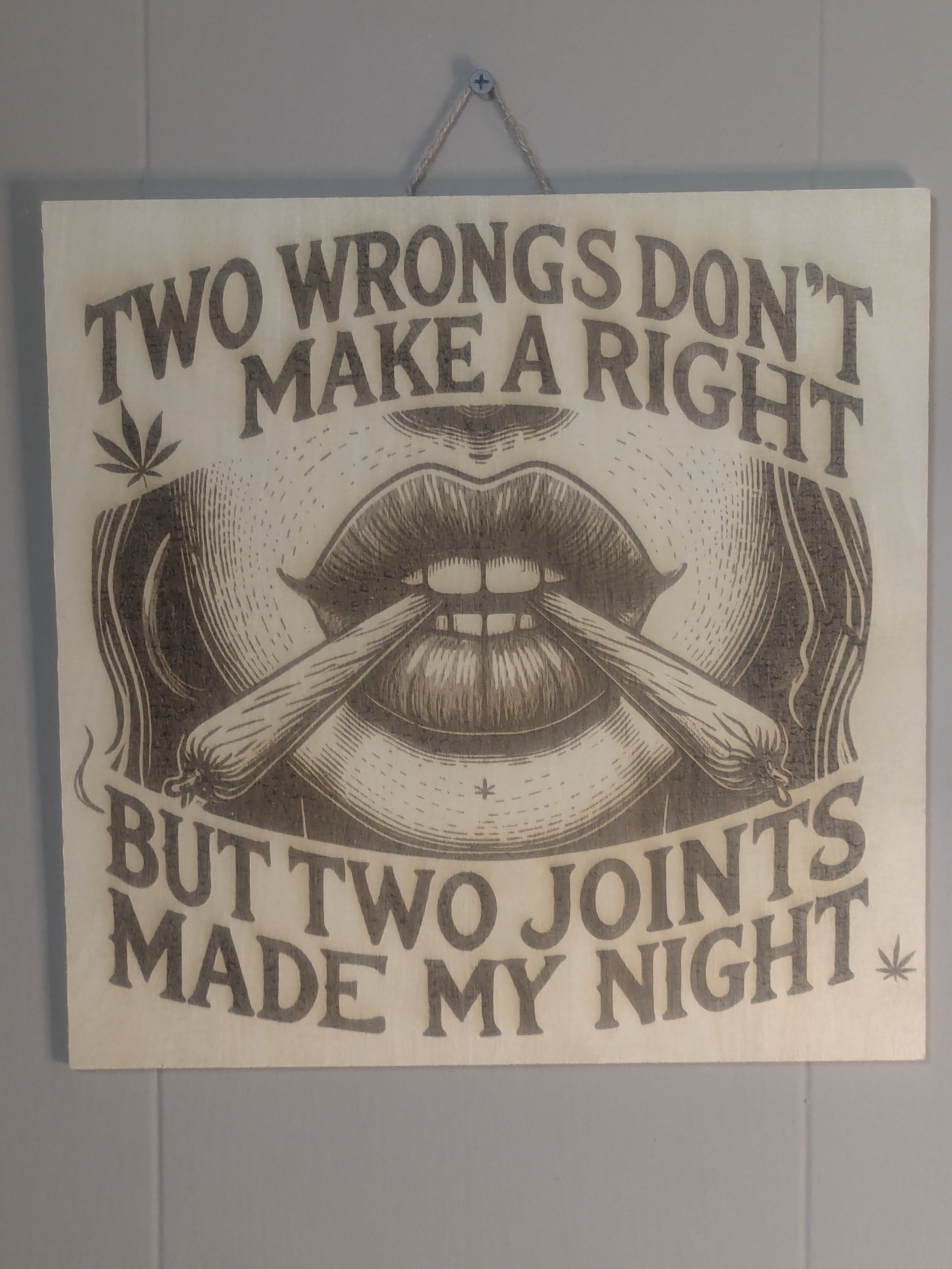 "Two Joints" – Lifestyle Wood-Burned Art