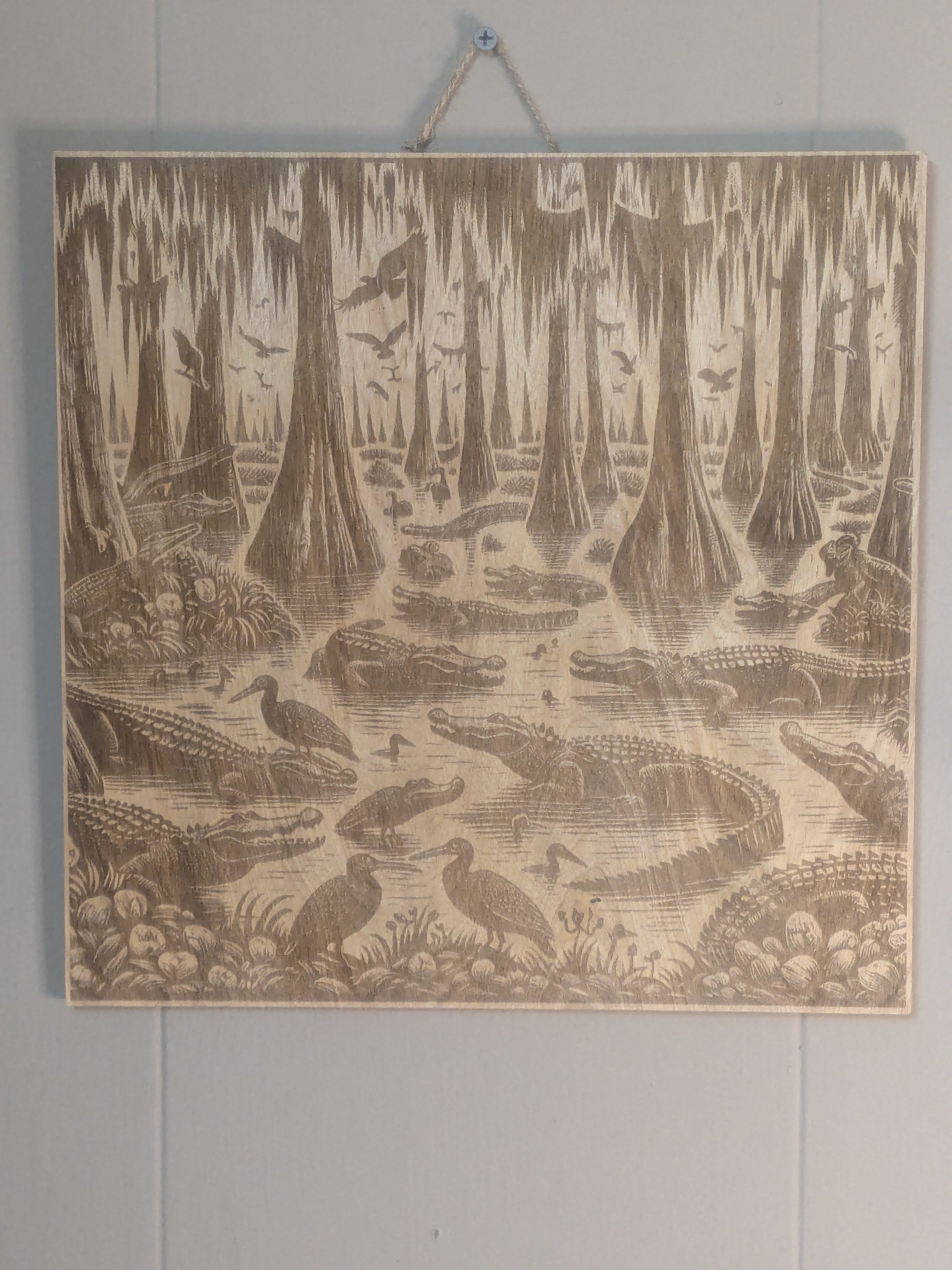 Gator Alley – Deep Swamp Wood-Burned Wall Art
