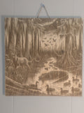 Bayou Dawn – Intricate Wilderness Wood-Burned Art