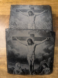 Crucifixion at Calvary Slate Coaster Set – Laser Engraved Sacred Art Stone Decor