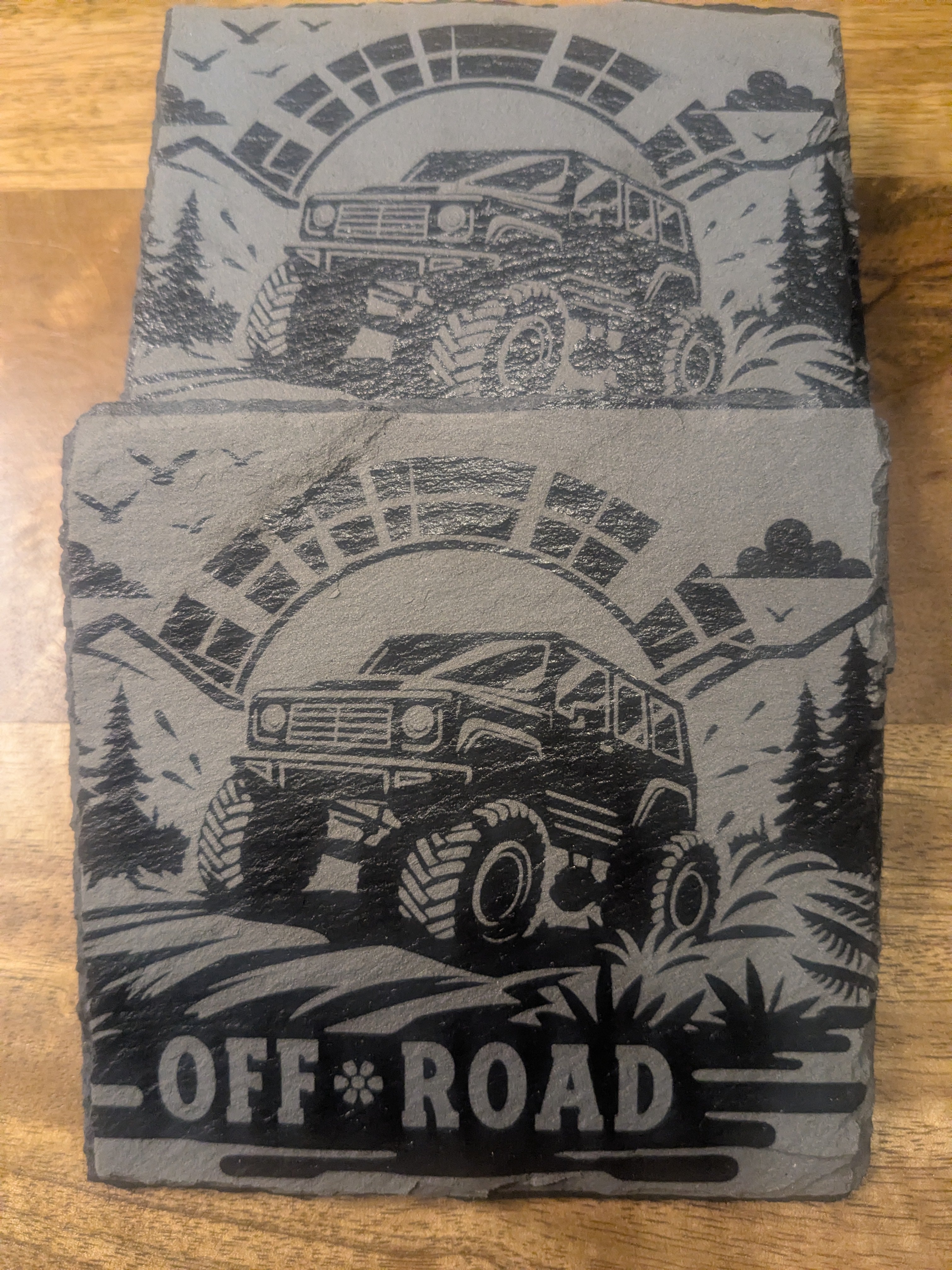 The "Mud & Mountains" Off-Road Slate Coasters