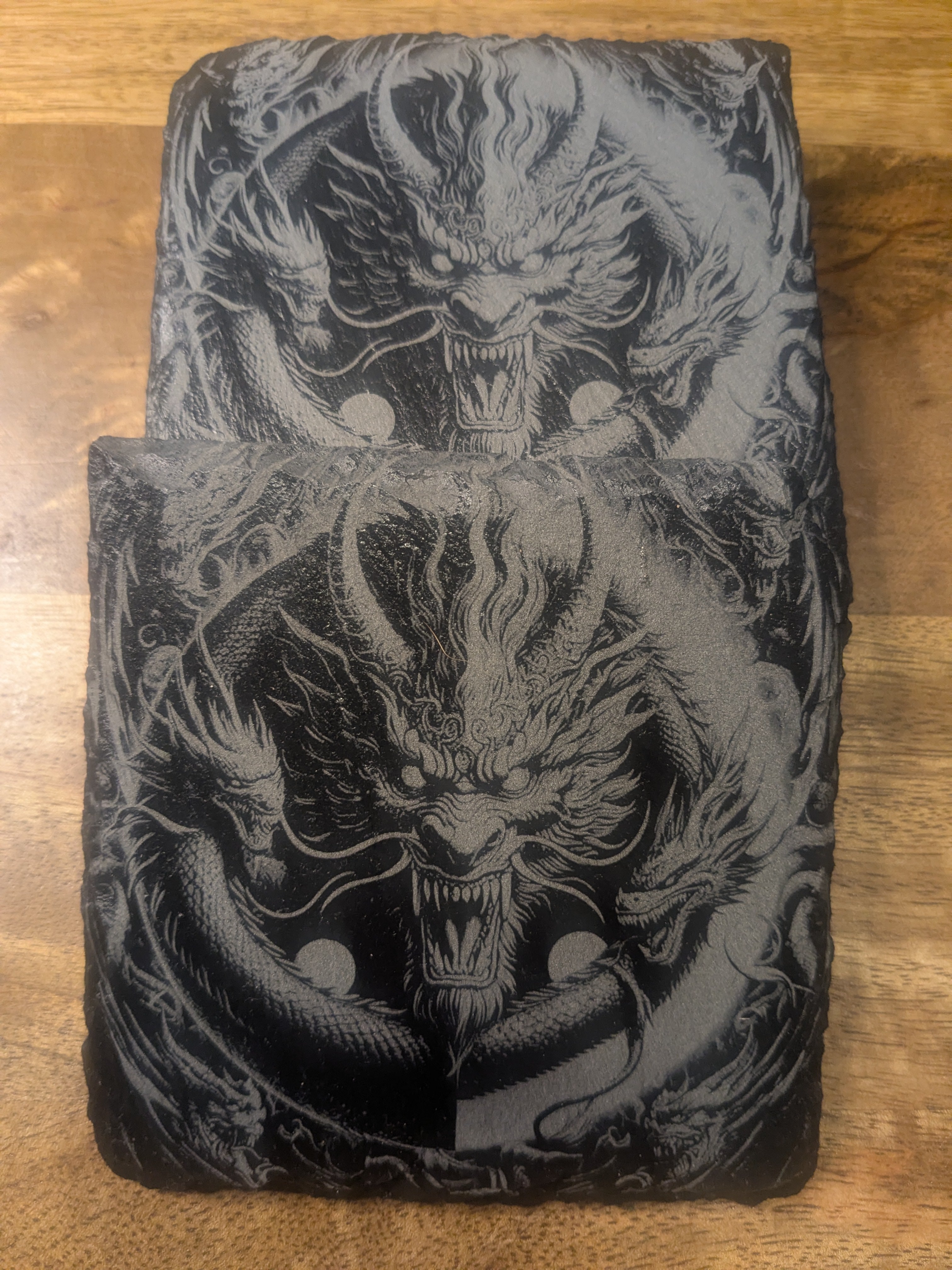 The Ancient Wyrm – Etched Slate Dragon Coasters