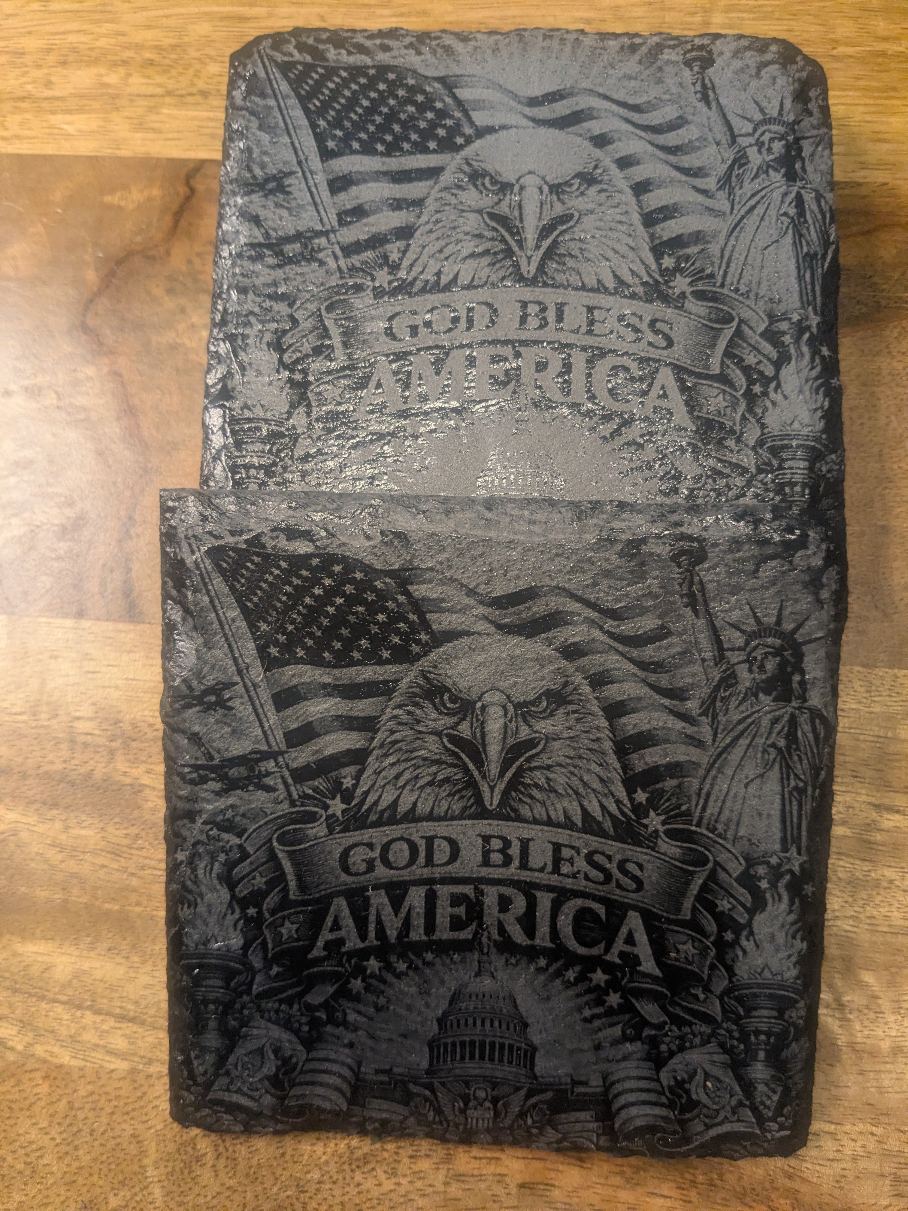 "God Bless America" Slate Coaster Set