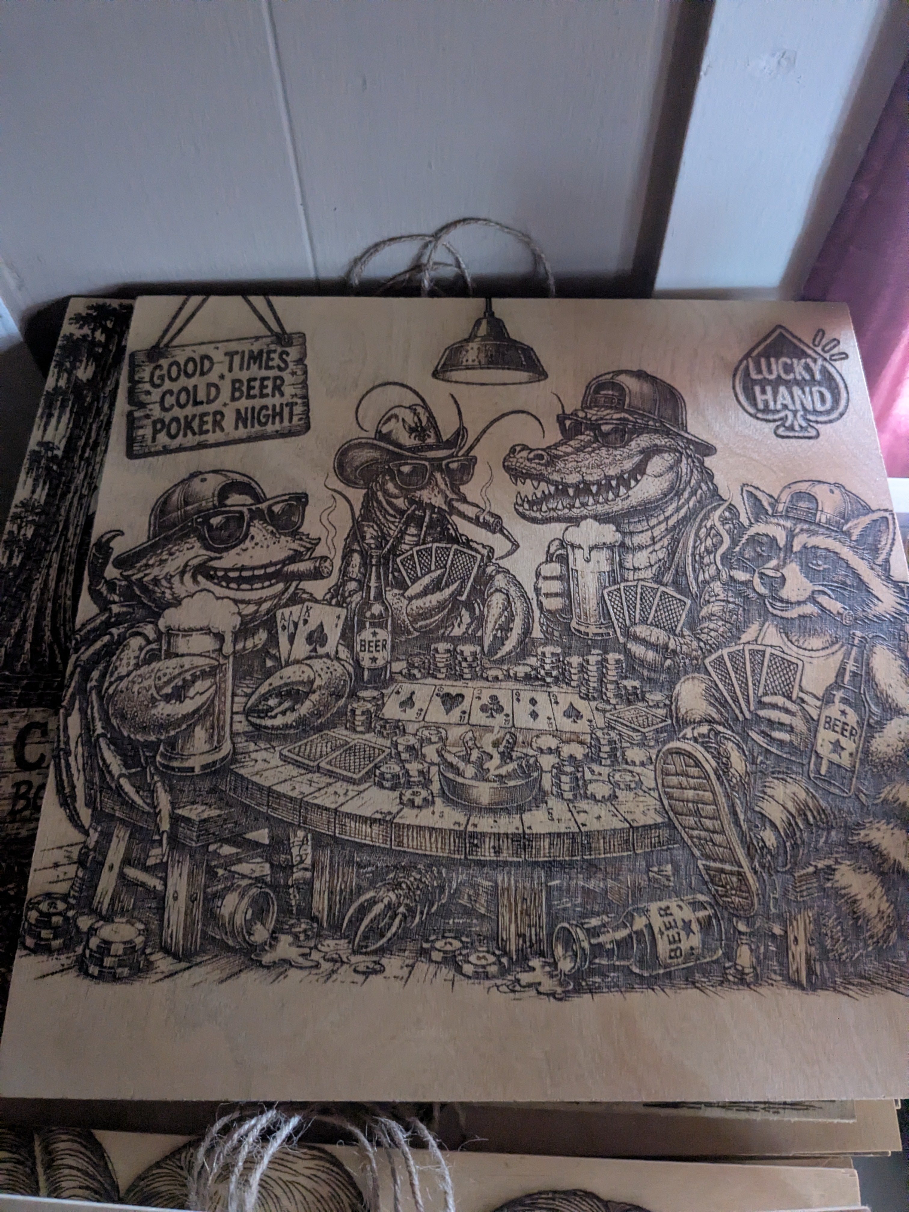Bayou Poker Night – Laser Engraved Wood Wall Art