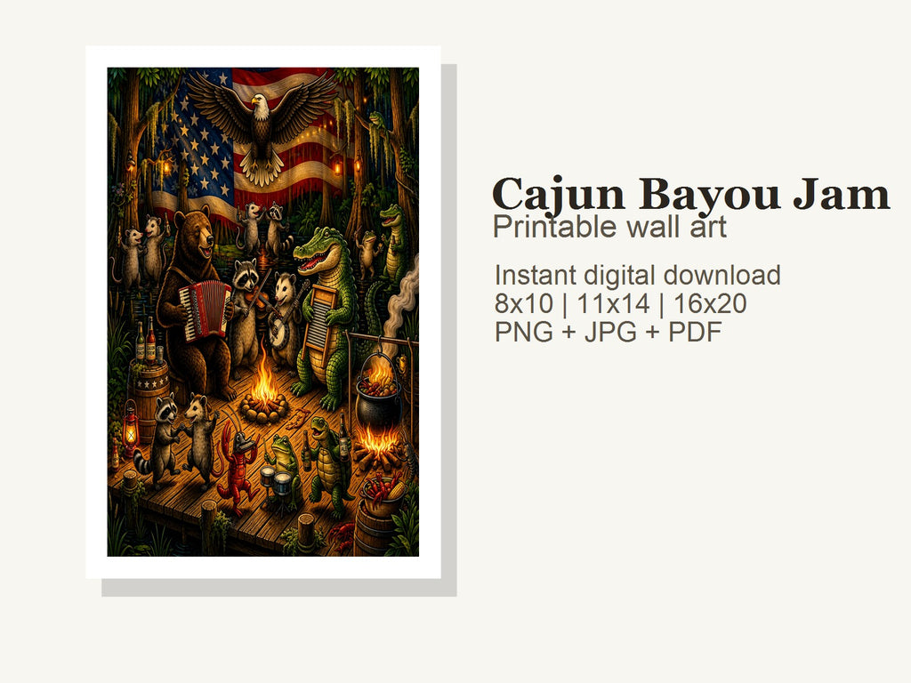 Cajun Bayou Jam Printable Wall Art - Digital Download