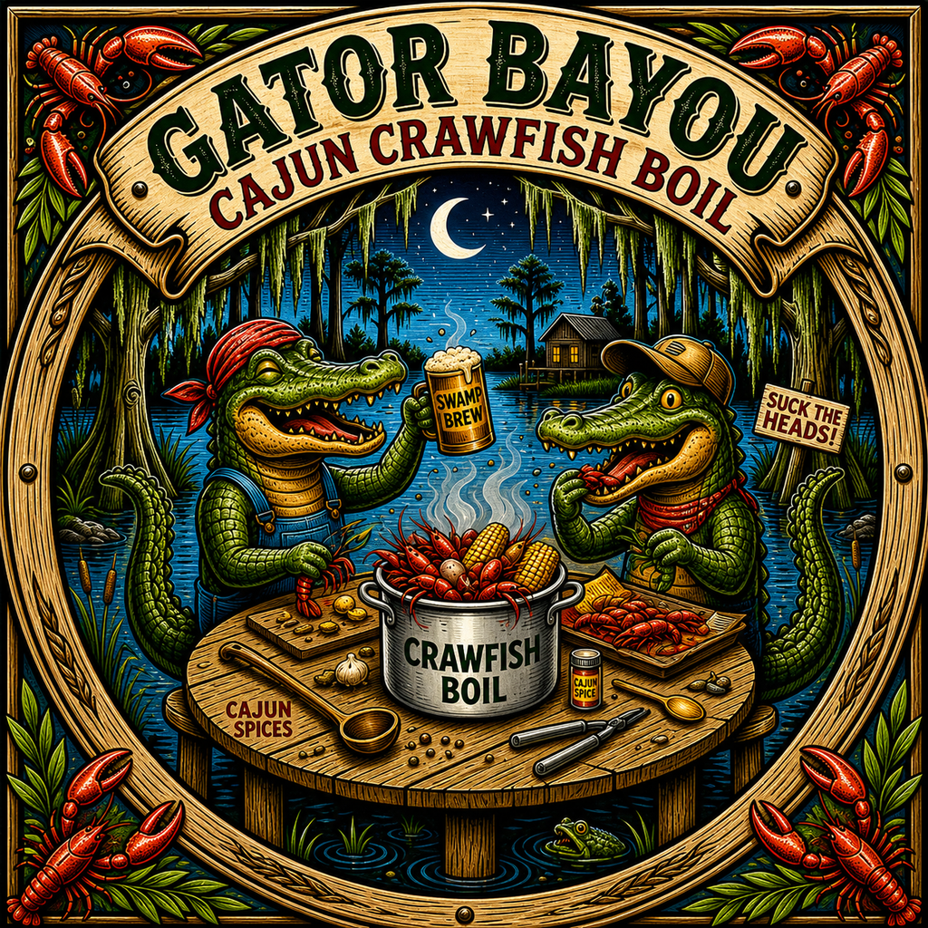 Gator Bayou Printable Wall Art - Cajun Digital Download