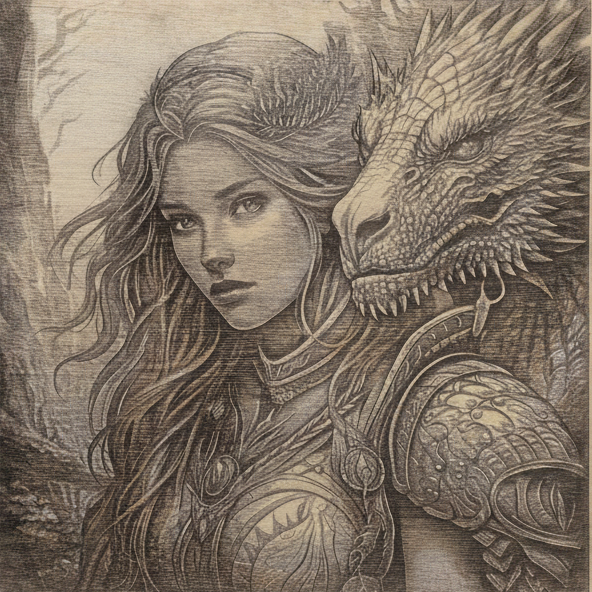 The Wyrm-Whisperer – Hand-Burned Fantasy Portrait Art
