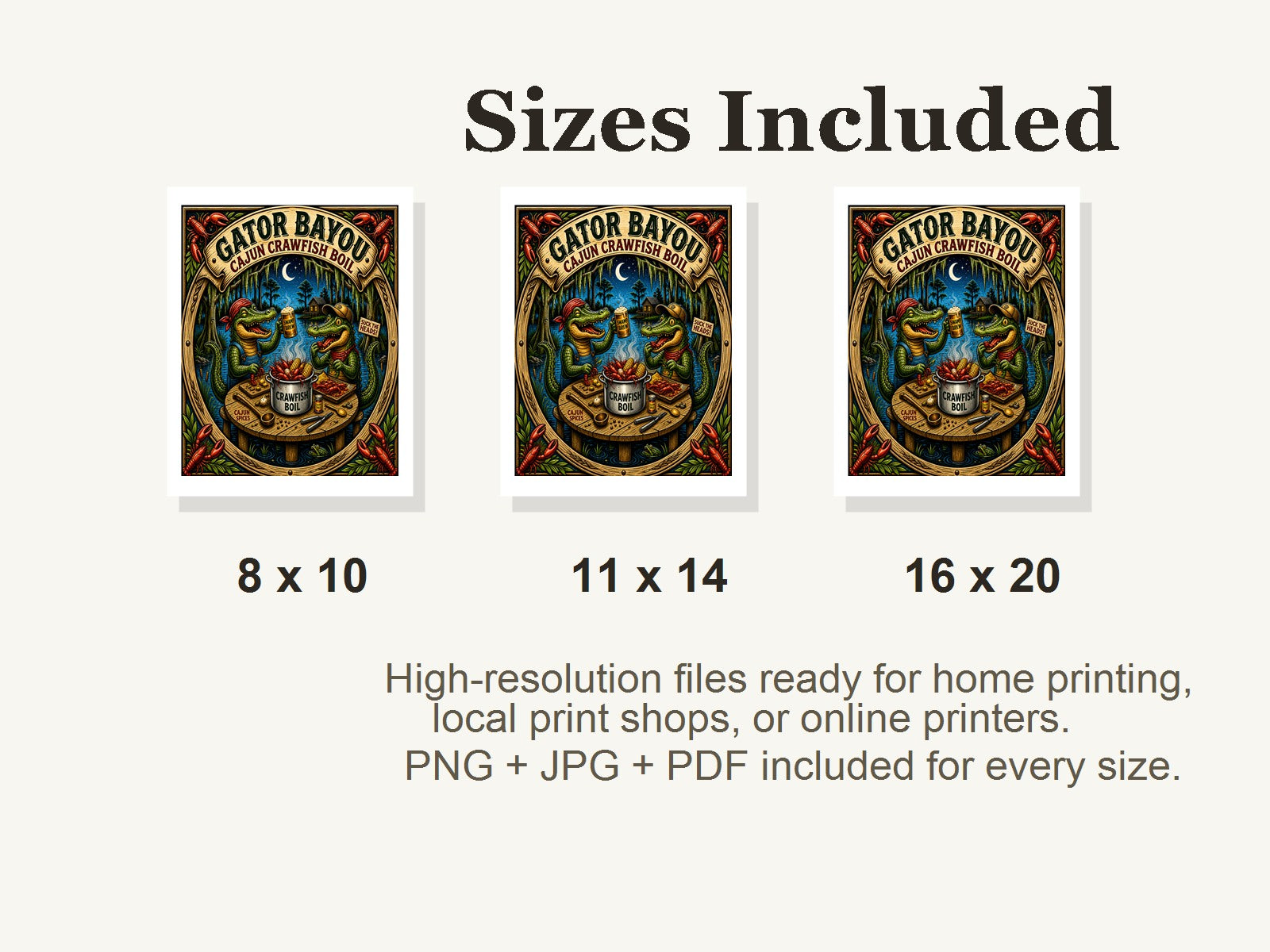 Gator Bayou Printable Wall Art - Cajun Digital Download