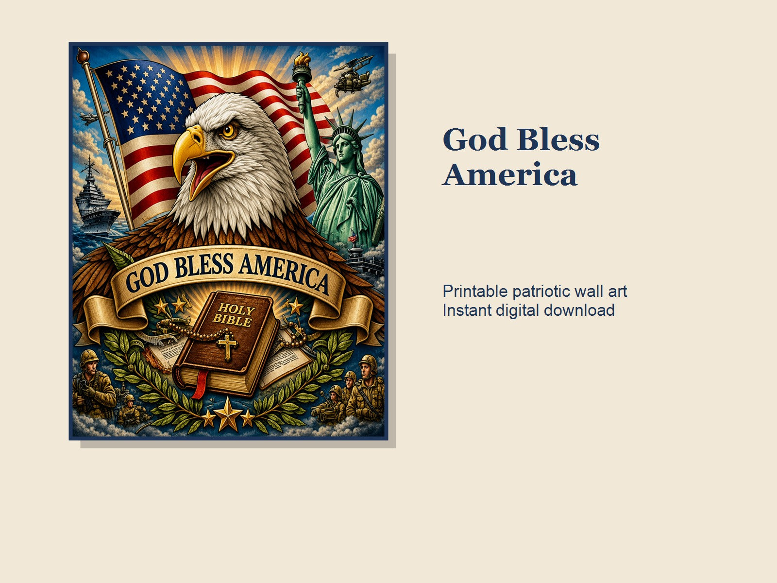 God Bless America Patriotic Wall Art