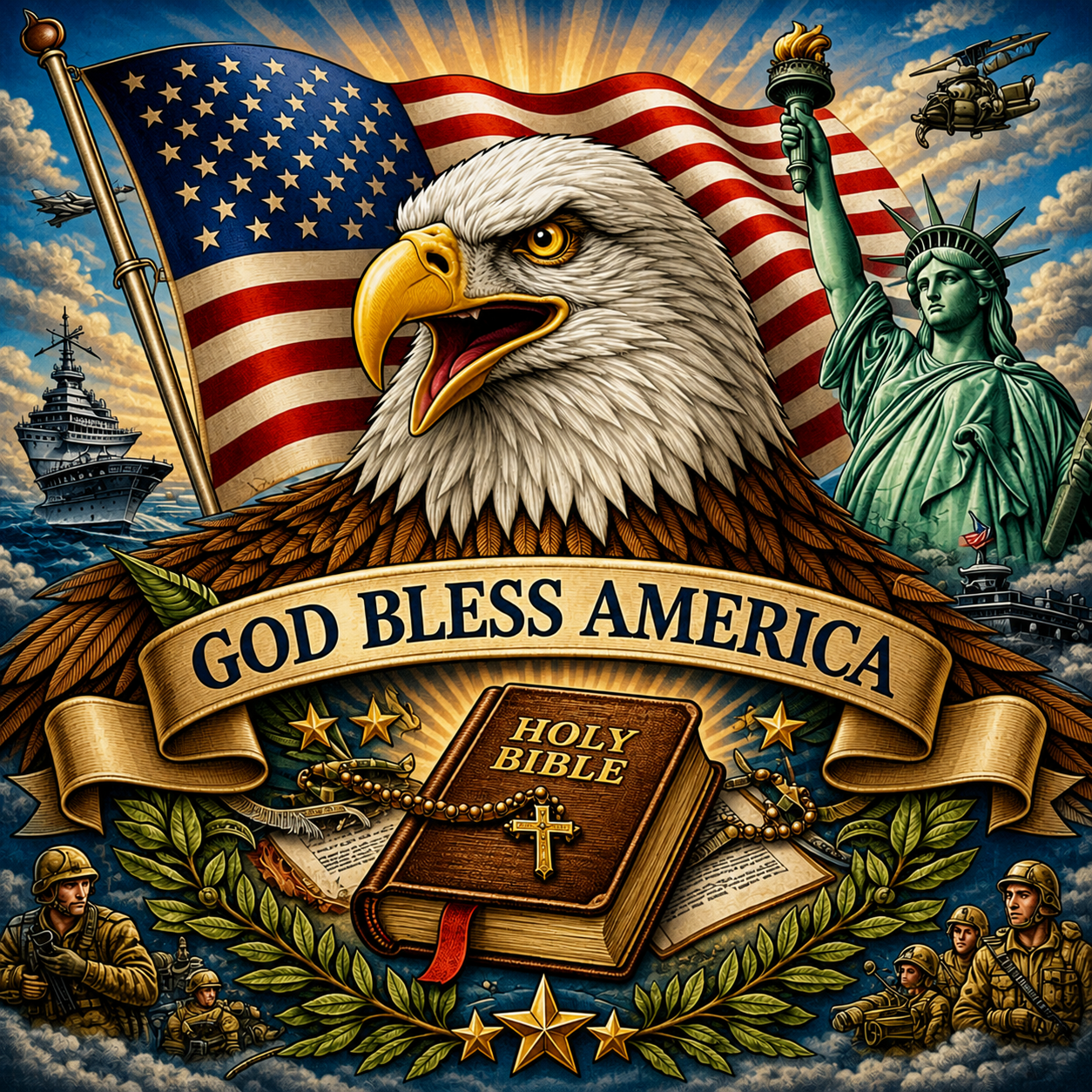 God Bless America Patriotic Wall Art