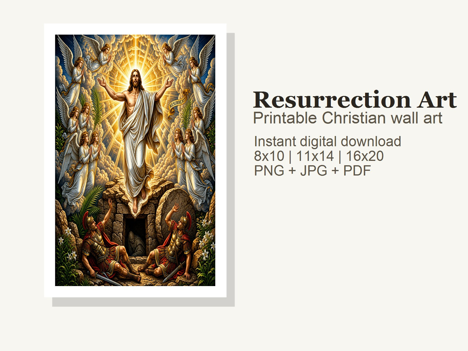 Resurrection Printable Wall Art - Christian Digital Download