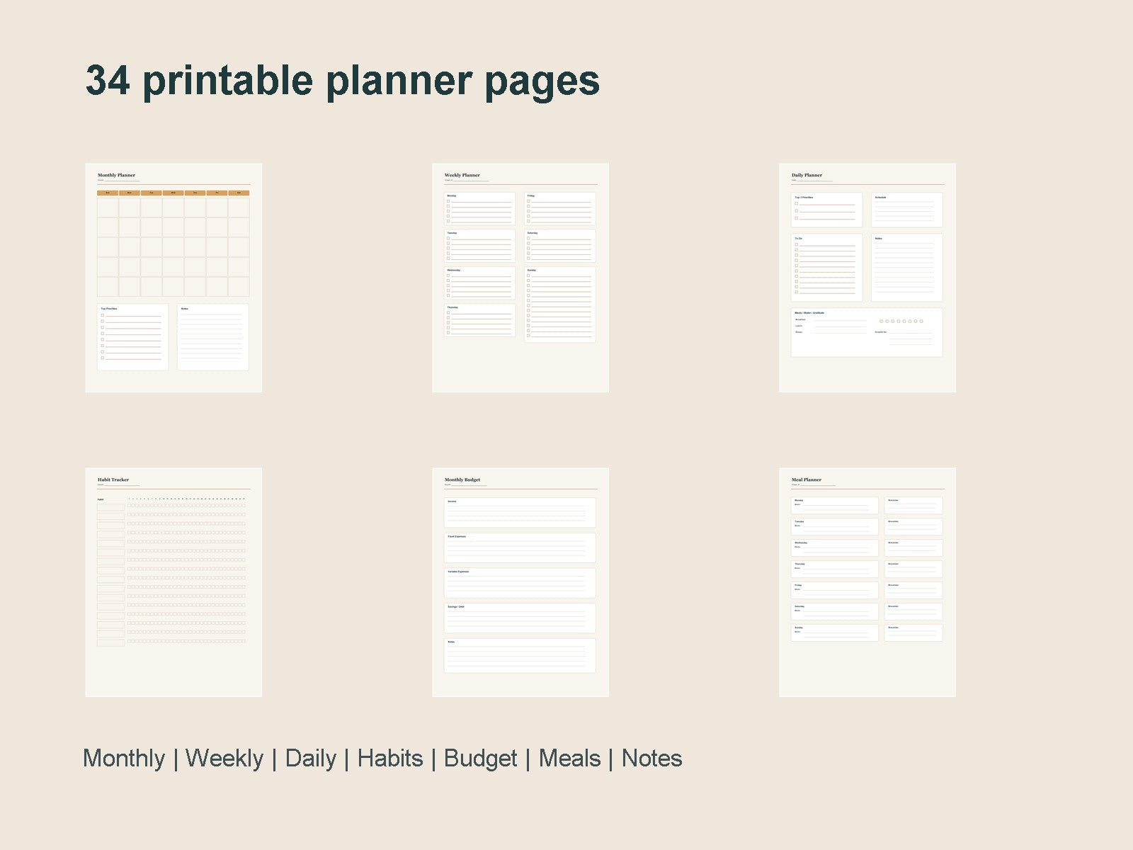 Productivity Planner - Printable Digital Download